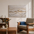 Ocean Waves Wall Art Ocean Surf Framed Canvas Coastal Seascape Impasto Beach House Decor
