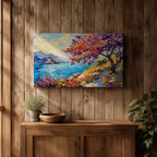 Coastal Blossom Wall Art Bougainvillea Framed Canvas Botanical Seaside Impasto Living Room Decor