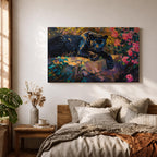 Black Panther Wall Art Melanistic Leopard Framed Canvas Jungle Wildlife Impasto Exotic Home Decor