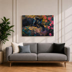 Black Panther Wall Art Melanistic Leopard Framed Canvas Jungle Wildlife Impasto Exotic Home Decor