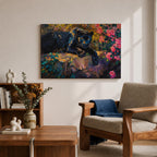 Black Panther Wall Art Melanistic Leopard Framed Canvas Jungle Wildlife Impasto Exotic Home Decor