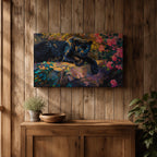 Black Panther Wall Art Melanistic Leopard Framed Canvas Jungle Wildlife Impasto Exotic Home Decor