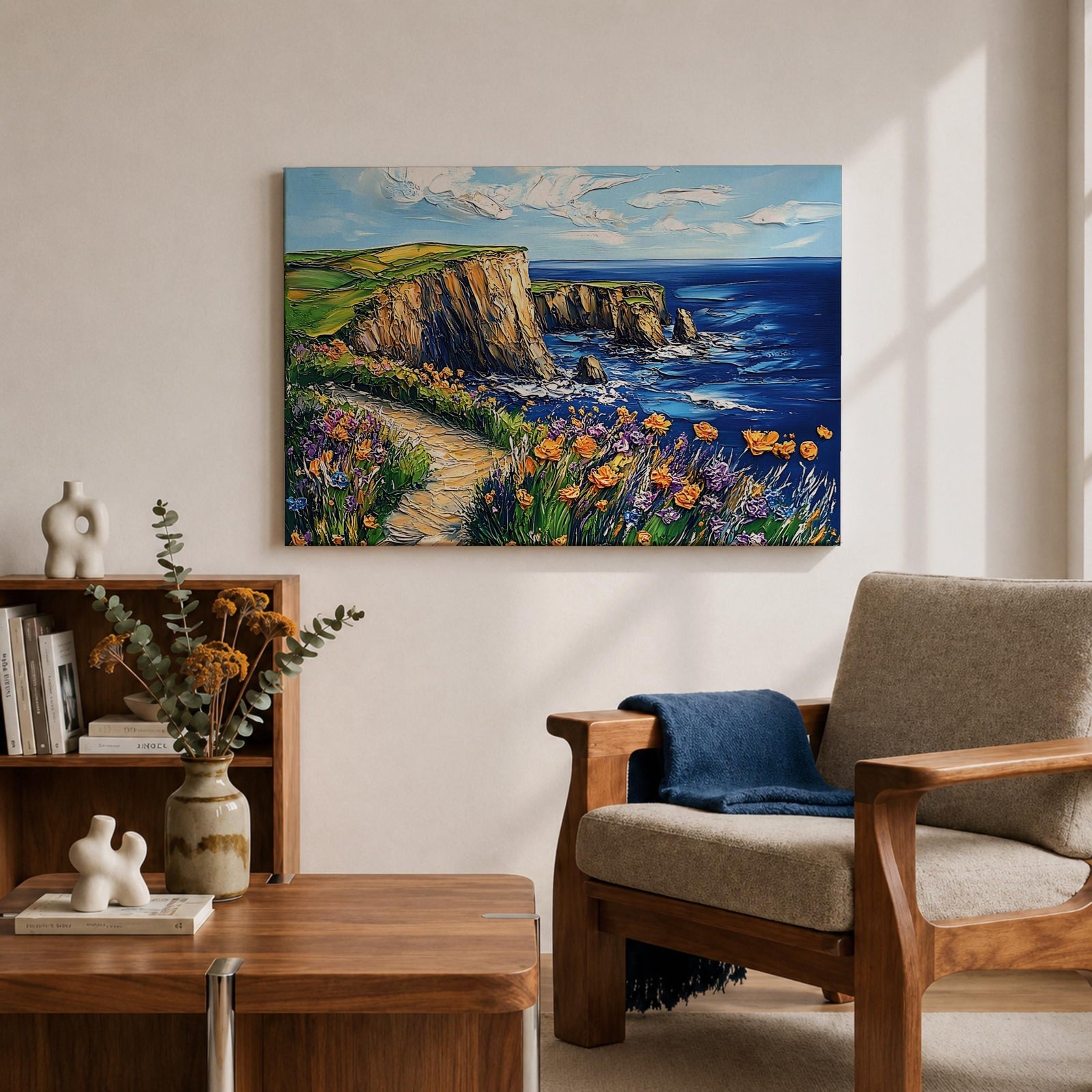 Coastal Landscape Wall Art Big Sur Coast Framed Canvas Beach View Living Room Decor