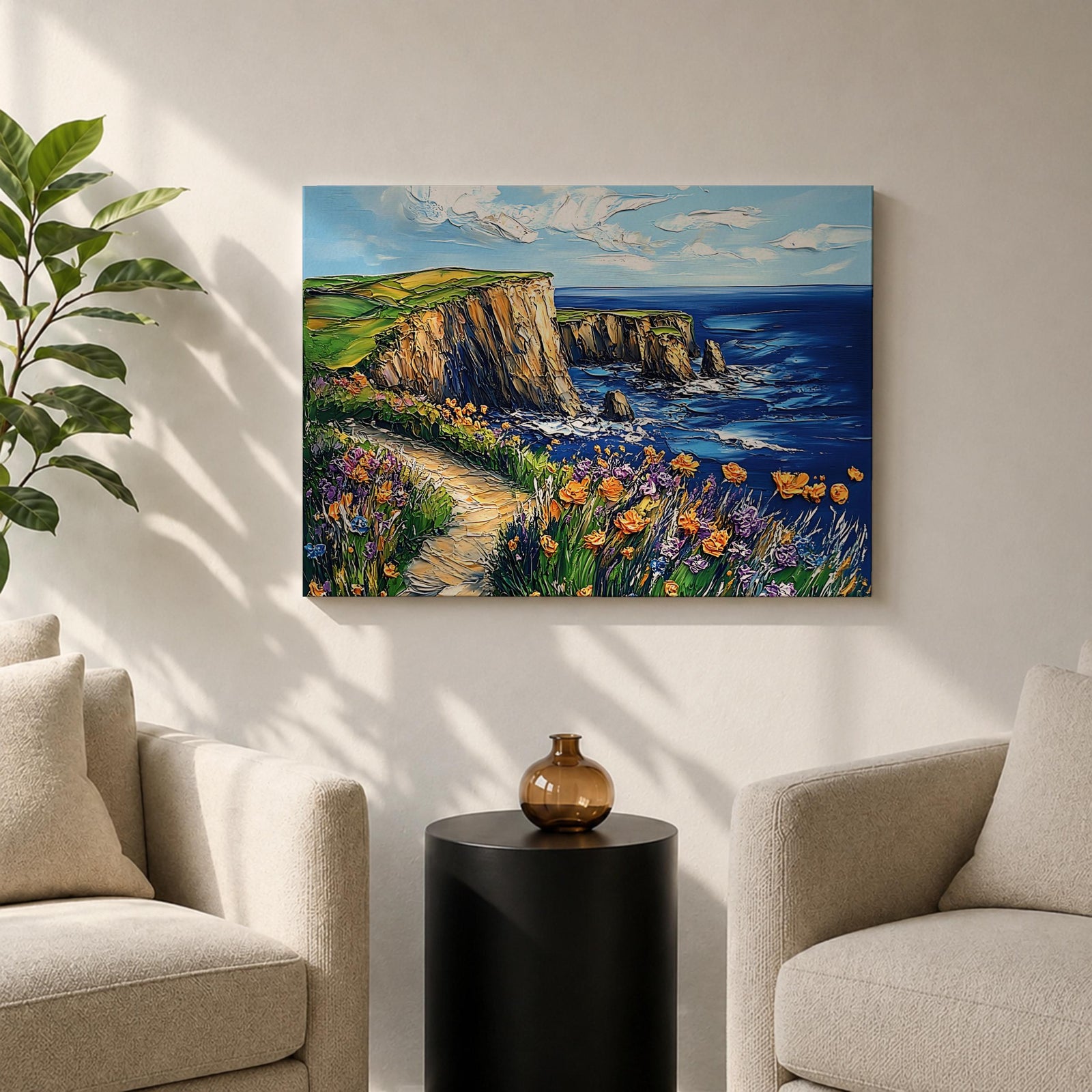 Coastal Landscape Wall Art Big Sur Coast Framed Canvas Beach View Living Room Decor
