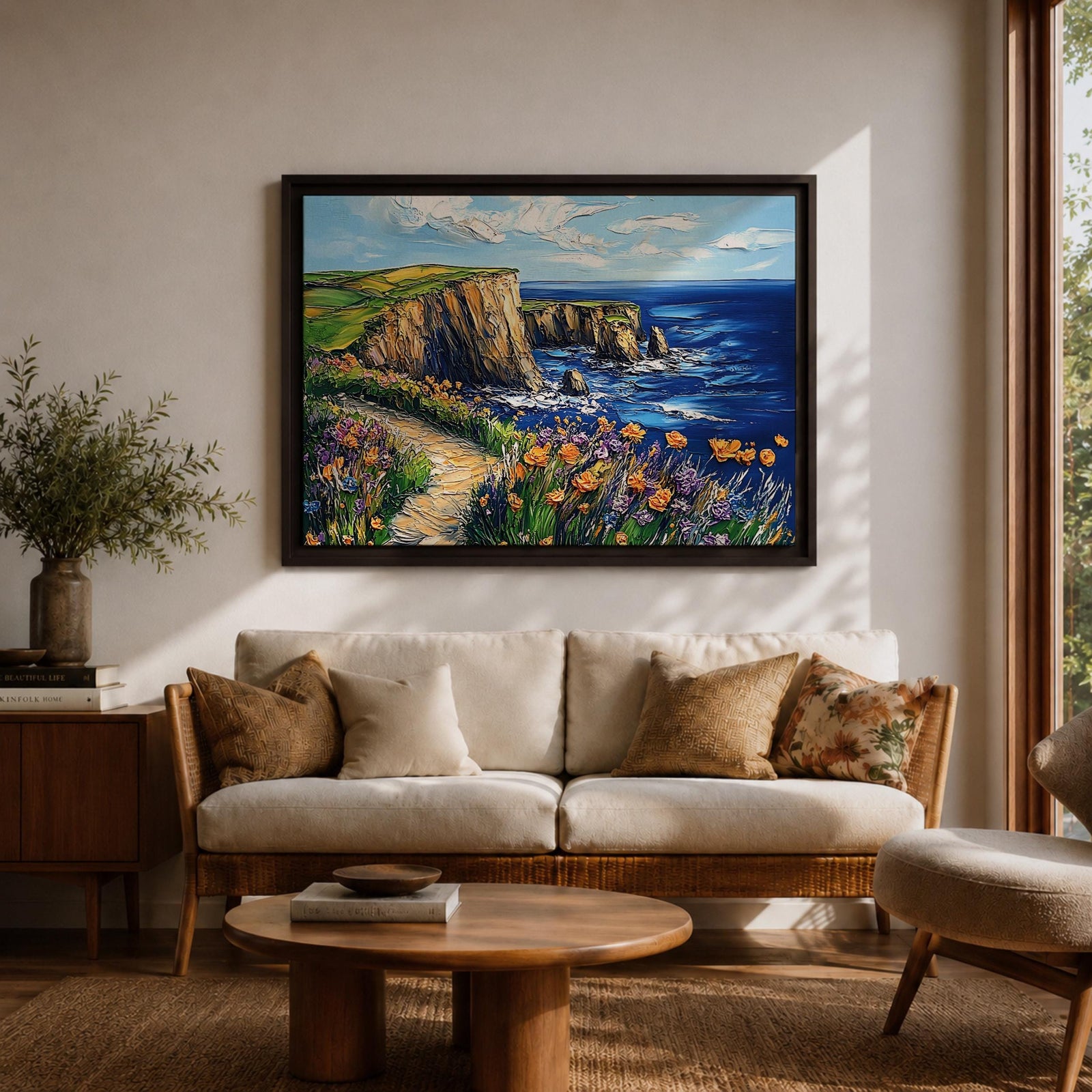 Coastal Landscape Wall Art Big Sur Coast Framed Canvas Beach View Living Room Decor