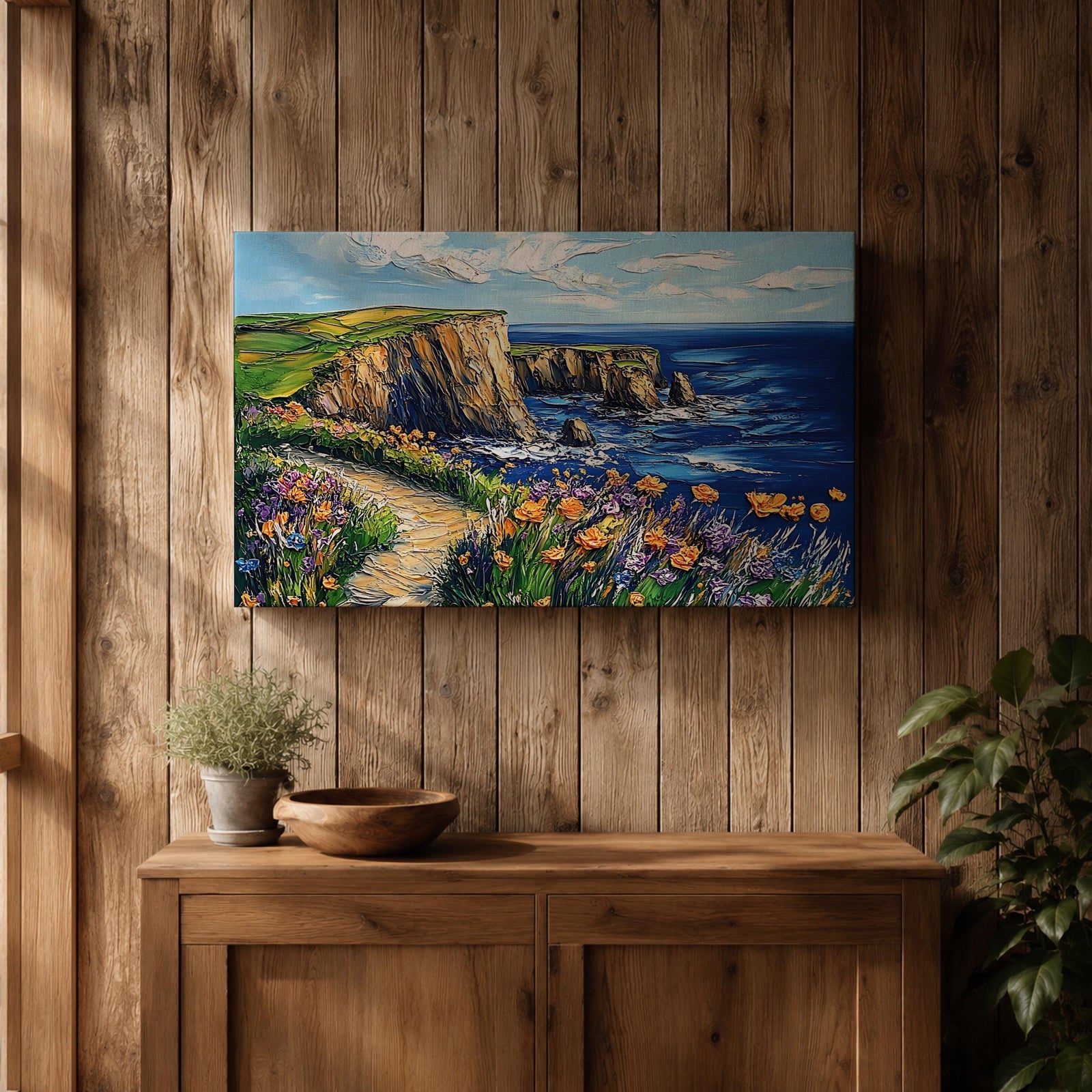 Coastal Landscape Wall Art Big Sur Coast Framed Canvas Beach View Living Room Decor