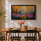 Birch Tree Wall Art Flowering Forest Framed Canvas Floral Landscape Rustic Home Decor