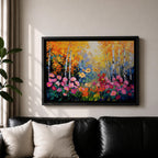 Birch Tree Wall Art Flowering Forest Framed Canvas Floral Landscape Rustic Home Decor