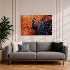 Peacock Wall Art Exotic Bird Framed Canvas Tropical Wildlife Impasto Boho Home Decor