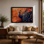 Peacock Wall Art Exotic Bird Framed Canvas Tropical Wildlife Impasto Boho Home Decor