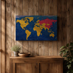 World Map Wall Art Global Atlas Framed Canvas Textured Geography Modern Travel Home Decor
