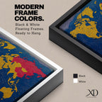 World Map Wall Art Global Atlas Framed Canvas Textured Geography Modern Travel Home Decor