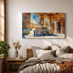 Egyptian Temple Wall Art Ancient Pharaoh Framed Canvas Hieroglyphic Architecture Cultural Decor