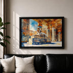 Egyptian Temple Wall Art Ancient Pharaoh Framed Canvas Hieroglyphic Architecture Cultural Decor