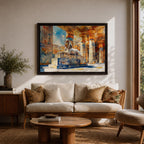 Egyptian Temple Wall Art Ancient Pharaoh Framed Canvas Hieroglyphic Architecture Cultural Decor