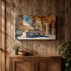 Egyptian Temple Wall Art Ancient Pharaoh Framed Canvas Hieroglyphic Architecture Cultural Decor