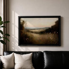 Meadow Wall Art Wildflower Field Framed Canvas Countryside Valley Rustic Farmhouse Home Decor