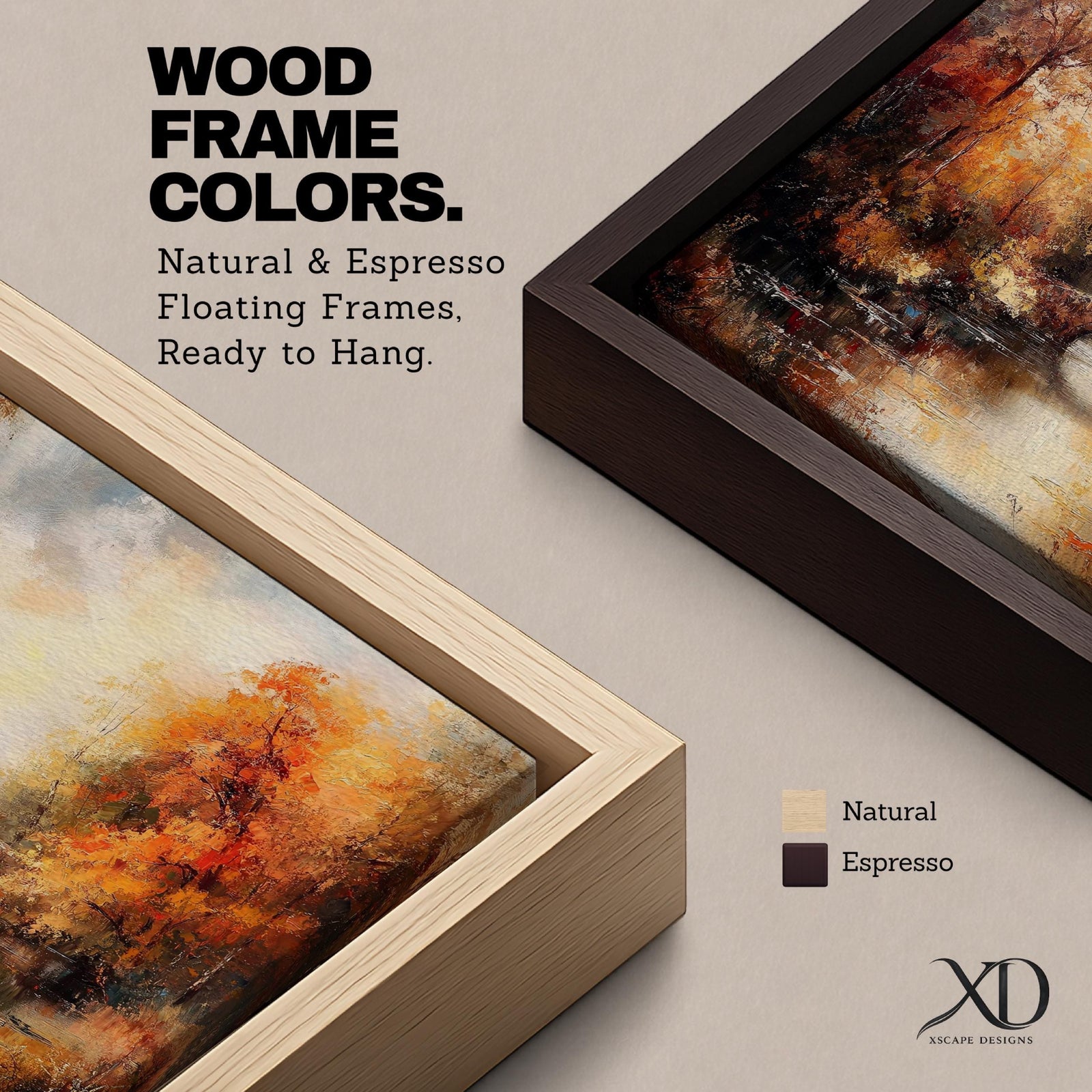 An oil painting of an autumn landscape featuring a stone arch bridge over a calm river surrounded by vibrant fall foliage in warm tones. The vintage style uses textured brushstrokes to create depth and atmosphere, capturing the serene beauty of a rustic woodland scene in autumn.