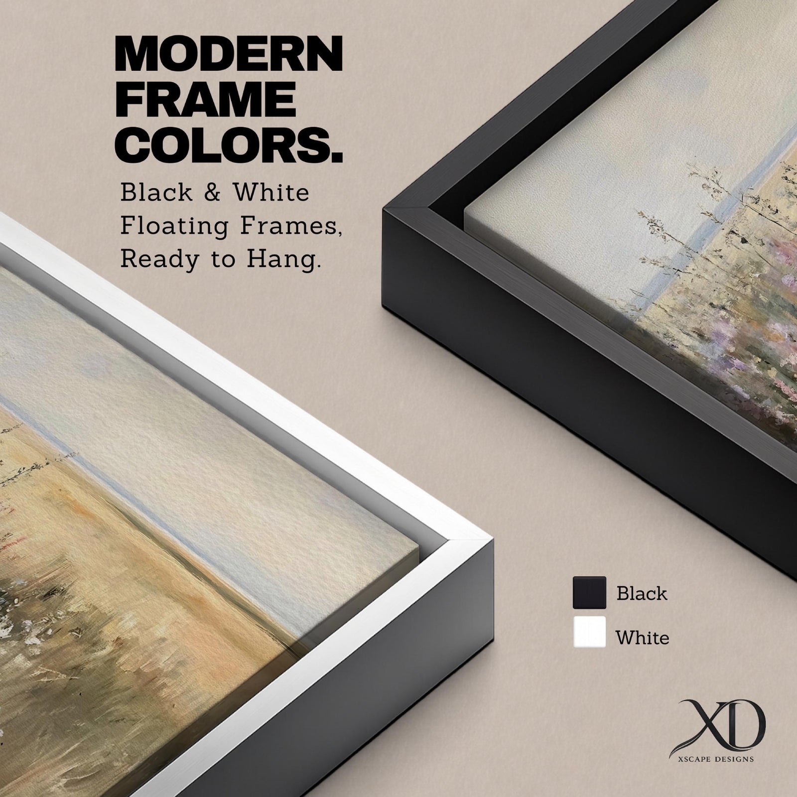 A vintage-style oil painting print depicting a wildflower meadow with various delicate flowers and grasses in soft, neutral tones. The artwork captures the natural beauty of field plants with textured brushstrokes and an impressionistic style, framed in a warm wooden frame.