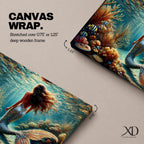 A detailed underwater scene featuring a mermaid with flowing hair and a shimmering tail surrounded by coral reefs and tropical fish, rendered in a realistic style that captures the fantasy and mythological essence of the sea maiden in a vibrant ocean environment.