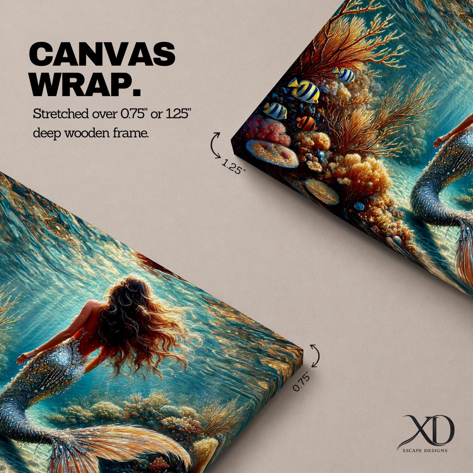 A detailed underwater scene featuring a mermaid with flowing hair and a shimmering tail surrounded by coral reefs and tropical fish, rendered in a realistic style that captures the fantasy and mythological essence of the sea maiden in a vibrant ocean environment.