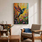 Hummingbird Bird Wall Art Ruby Throat Flying Floral Nature Gift Living Room Home Decor