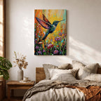 Hummingbird Bird Wall Art Ruby Throat Flying Floral Nature Gift Living Room Home Decor