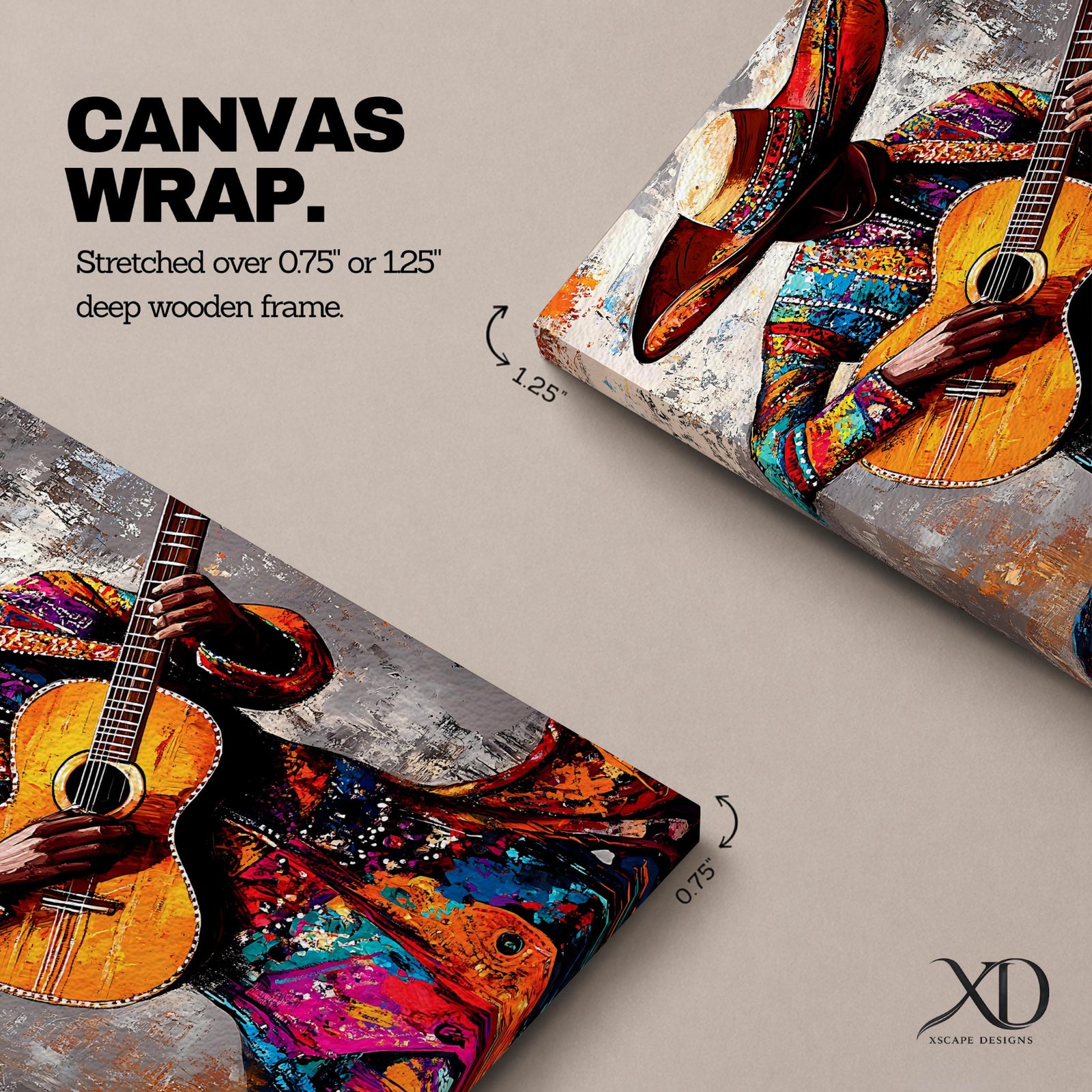 Mariachi Guitarist Wall Art Mexican Musician Charro Abstract Cultural Gift Living Room Home Decor
