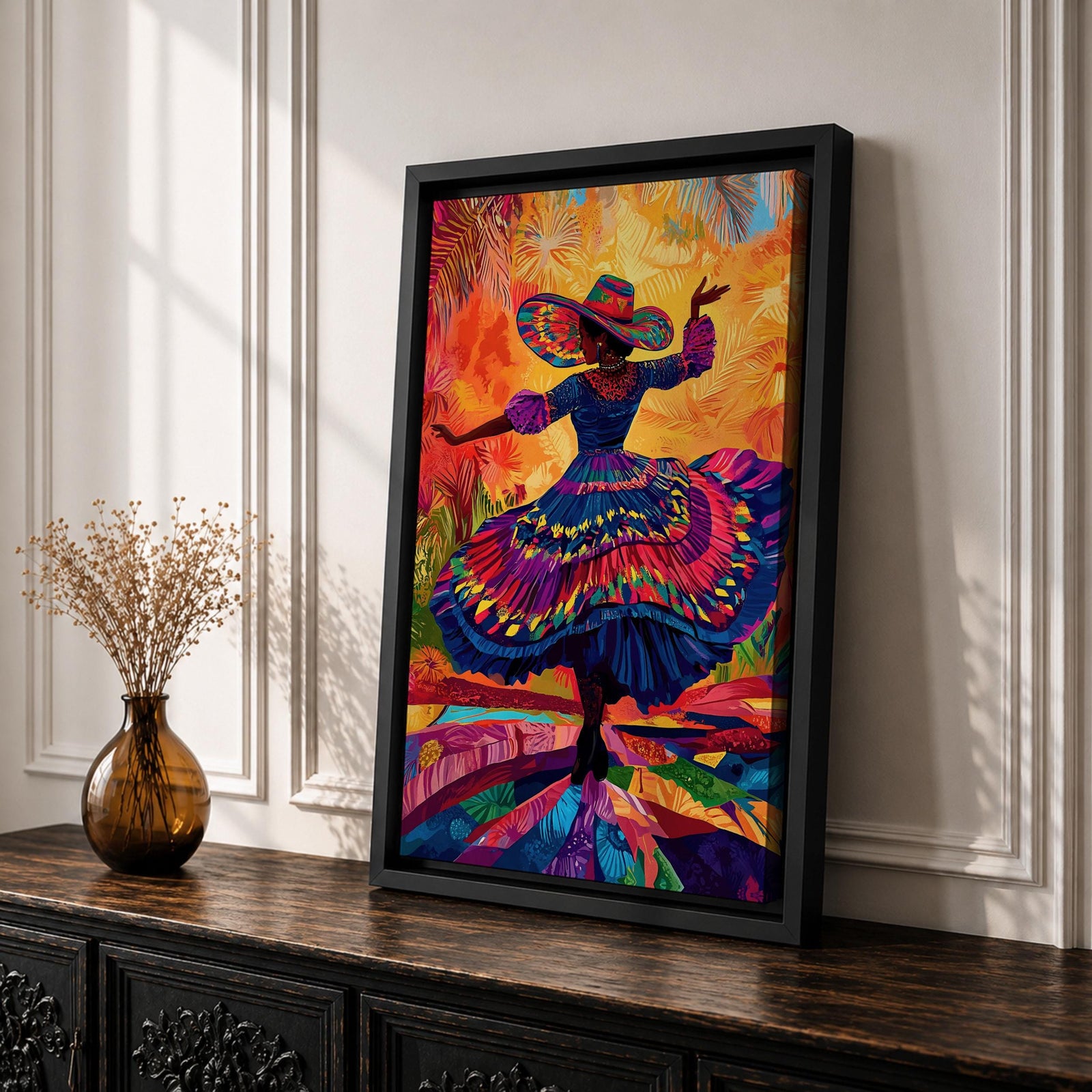Mexican Dancer Wall Art Latin Cultural Festival Folklorico Abstract Gift Living Room Home Decor