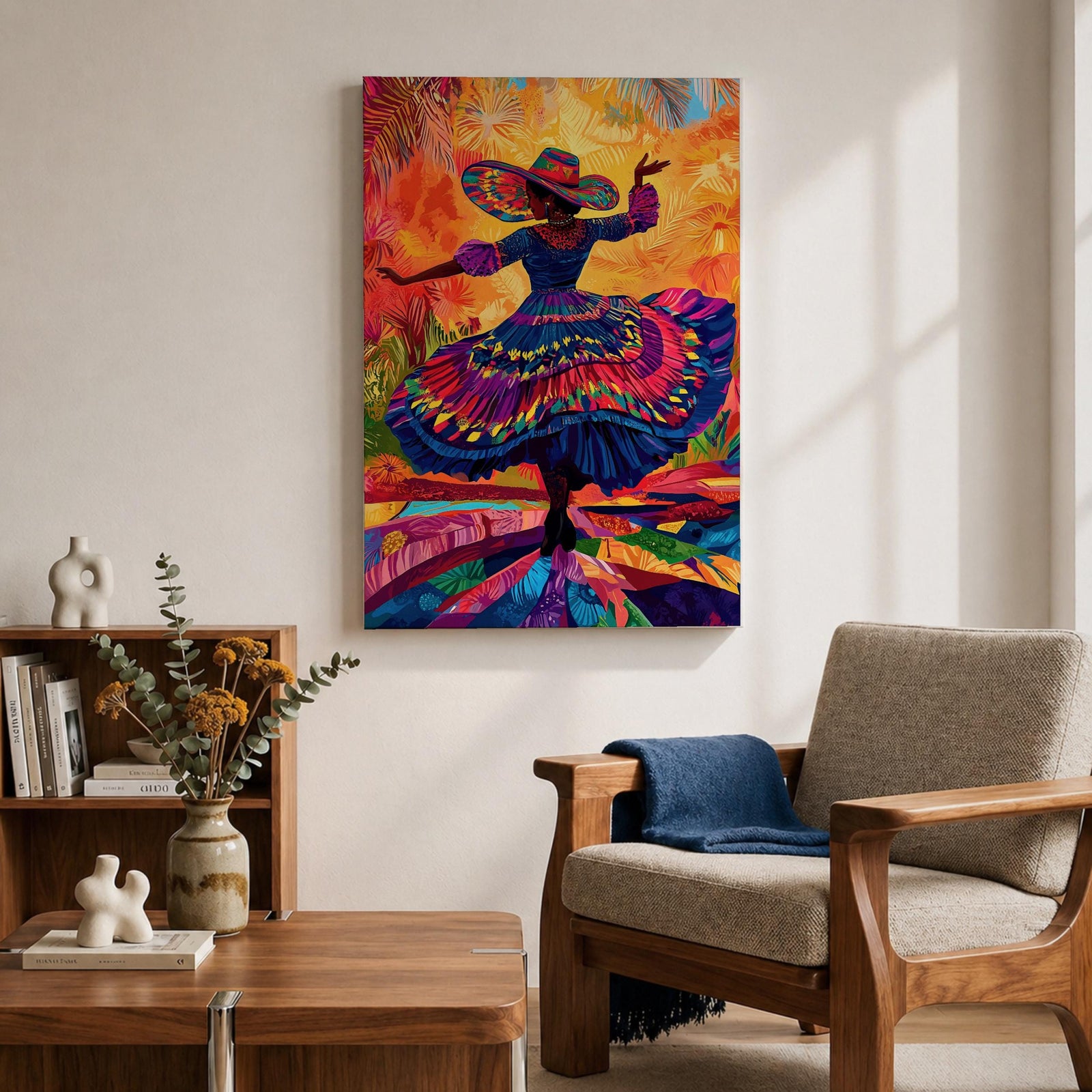Mexican Dancer Wall Art Latin Cultural Festival Folklorico Abstract Gift Living Room Home Decor