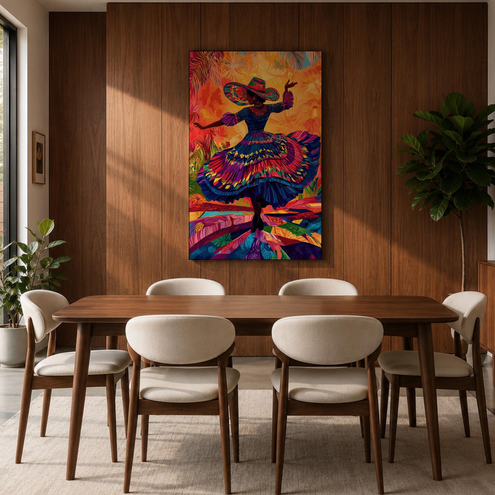 Mexican Dancer Wall Art Latin Cultural Festival Folklorico Abstract Gift Living Room Home Decor