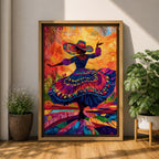Mexican Dancer Wall Art Latin Cultural Festival Folklorico Abstract Gift Living Room Home Decor