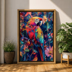 Scarlet Macaw Wall Art Tropical Bird Abstract Nature Floral Gift Living Room Home Decor