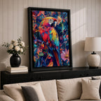Scarlet Macaw Wall Art Tropical Bird Abstract Nature Floral Gift Living Room Home Decor