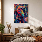 Scarlet Macaw Wall Art Tropical Bird Abstract Nature Floral Gift Living Room Home Decor