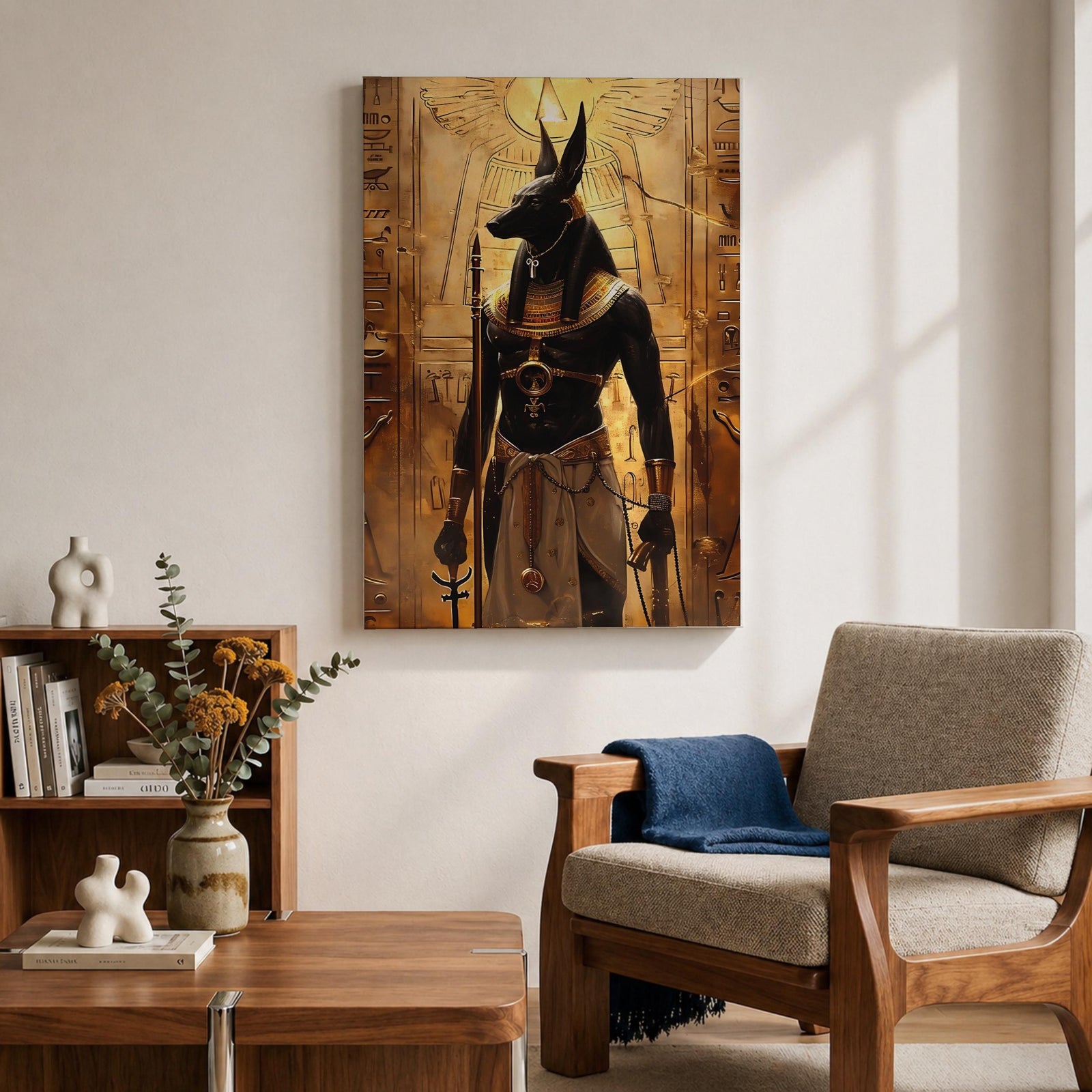 Anubis Egyptian God Wall Art Jackal Deity Ancient Mythology Gift Living Room Home Decor