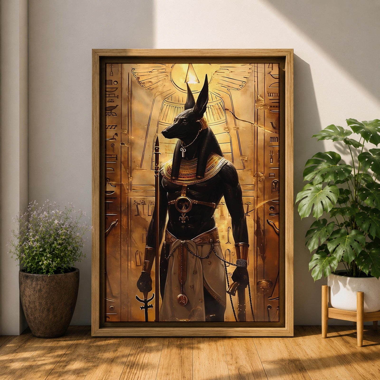 Anubis Egyptian God Wall Art Jackal Deity Ancient Mythology Gift Living Room Home Decor