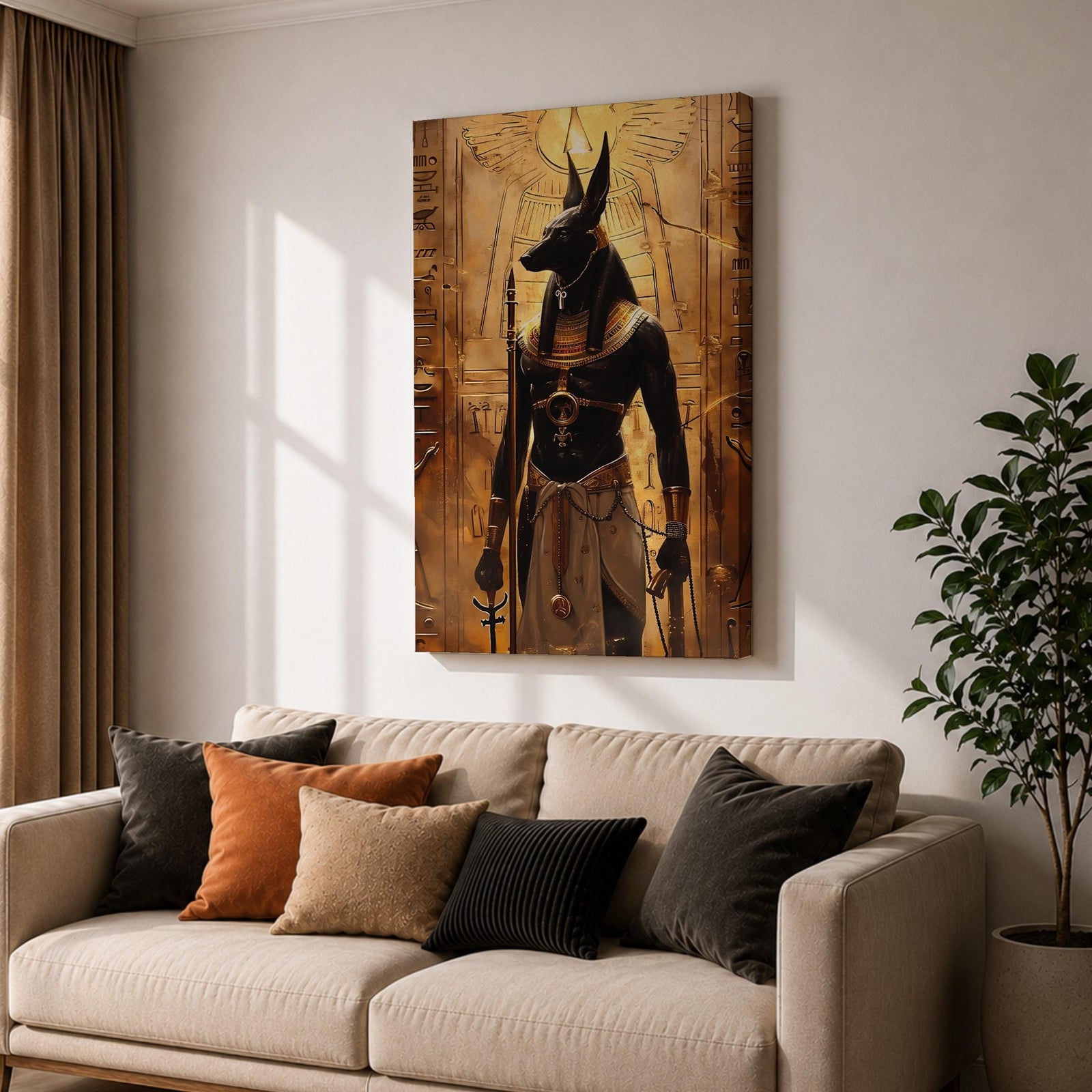 Anubis Egyptian God Wall Art Jackal Deity Ancient Mythology Gift Living Room Home Decor