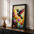 Hummingbird Bird Wall Art Floral Garden Nature Wildlife Abstract Gift Living Room Home Decor