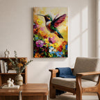 Hummingbird Bird Wall Art Floral Garden Nature Wildlife Abstract Gift Living Room Home Decor