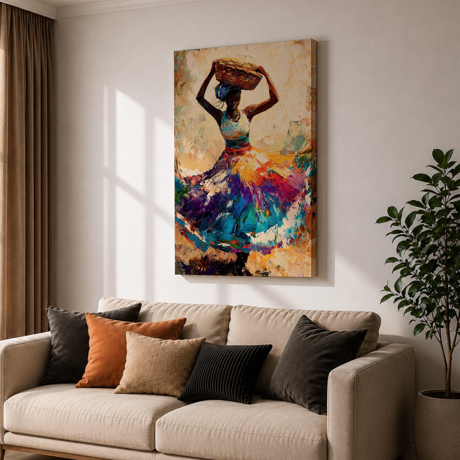 African Woman Wall Art Ethnic Cultural Dancer Abstract Gift Living Room Home Decor