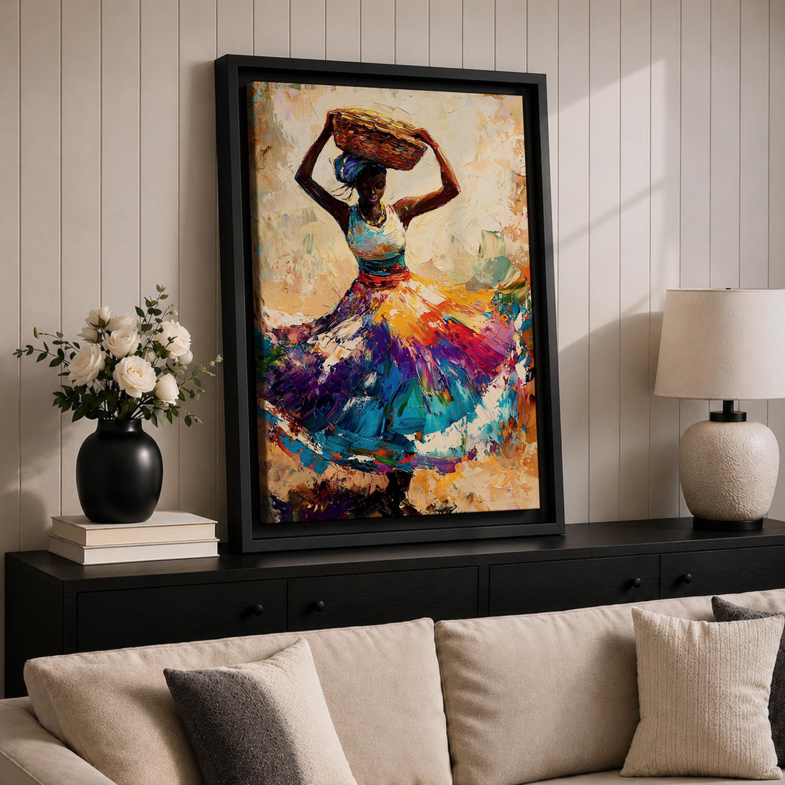African Woman Wall Art Ethnic Cultural Dancer Abstract Gift Living Room Home Decor