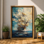 Tall Ship Nautical Wall Art Ocean Sailing Vessel Abstract Gift Living Room Home Decor