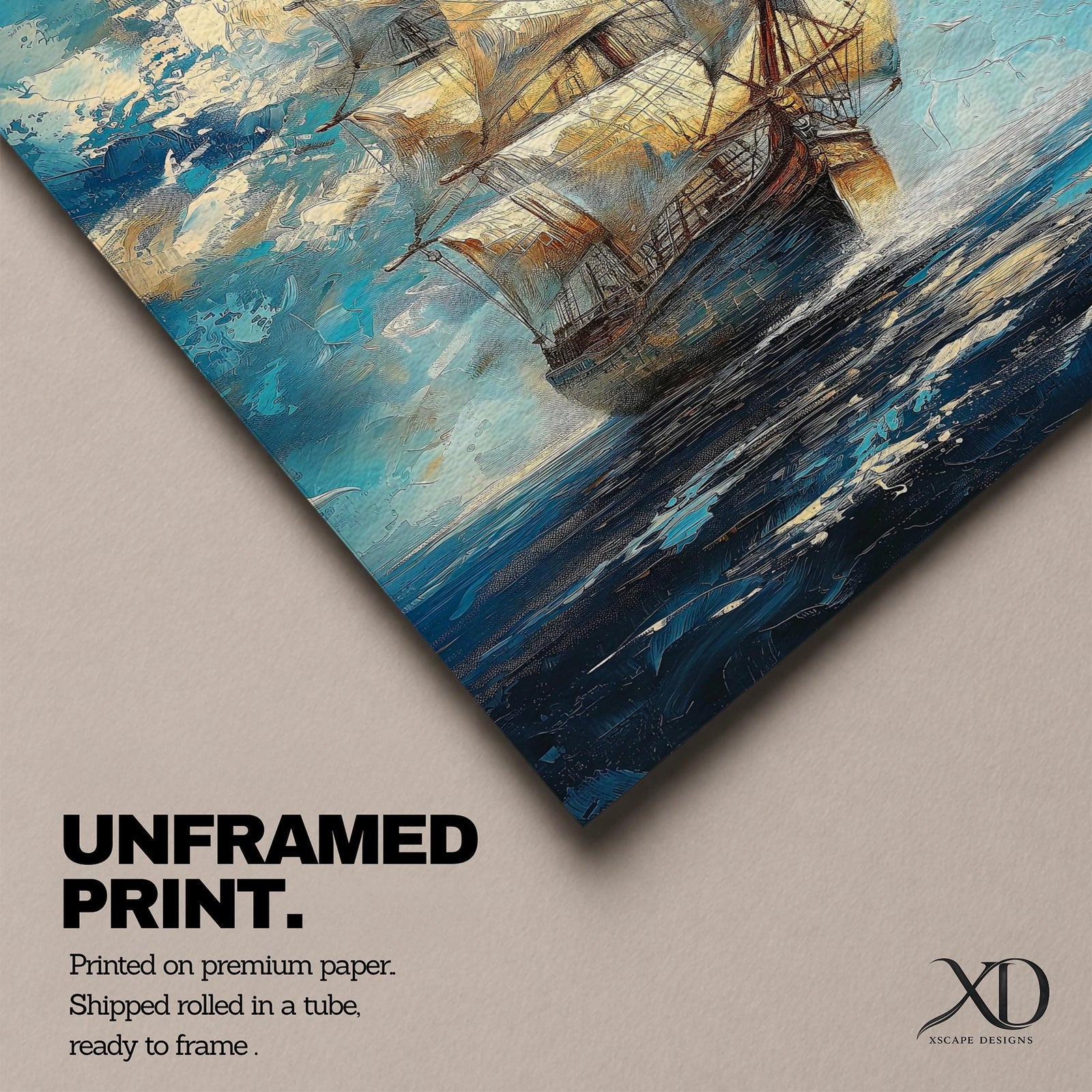 Tall Ship Nautical Wall Art Ocean Sailing Vessel Abstract Gift Living Room Home Decor