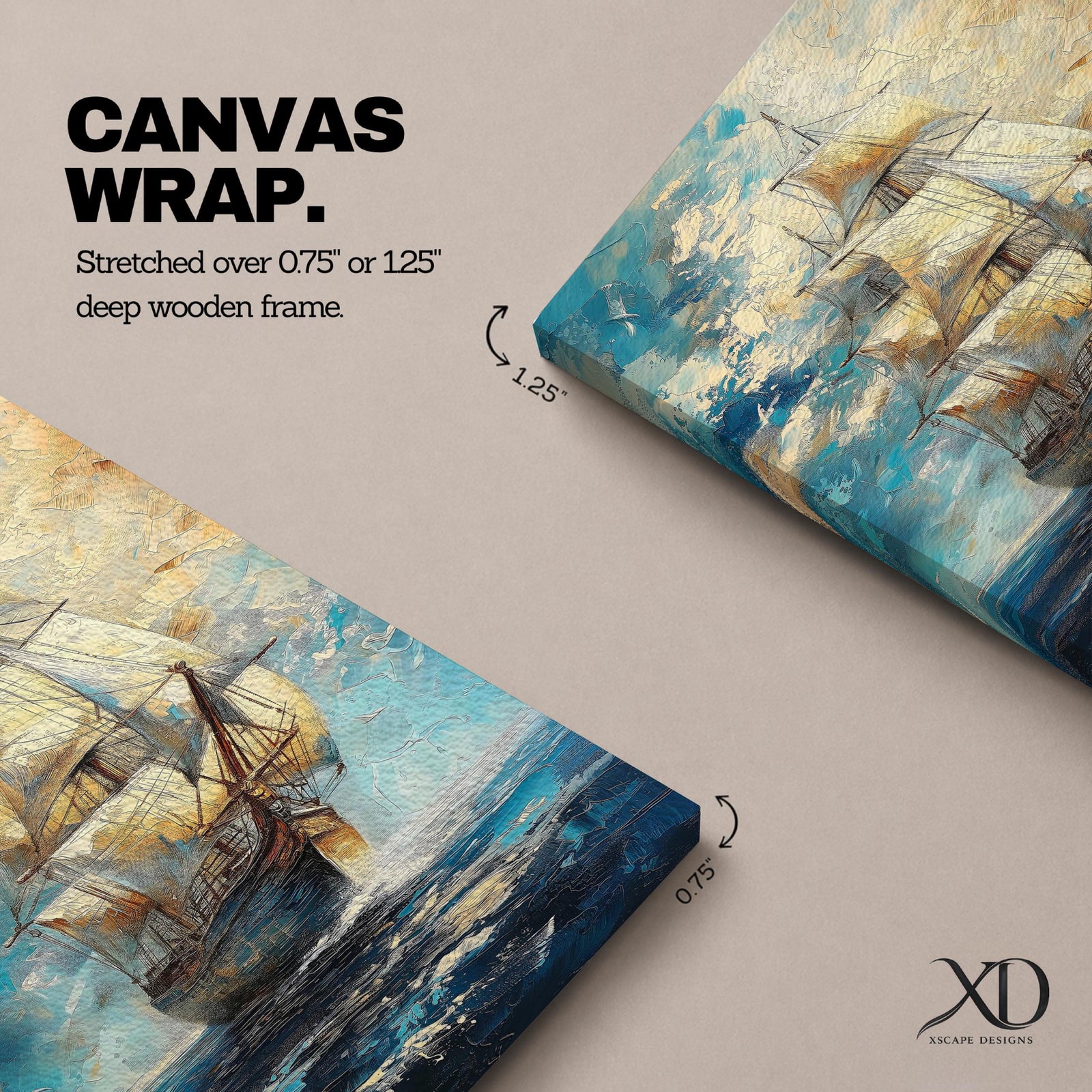 Tall Ship Nautical Wall Art Ocean Sailing Vessel Abstract Gift Living Room Home Decor