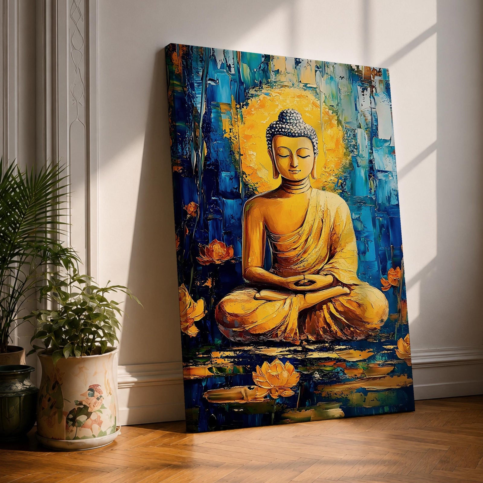 Gautama Buddha Wall Art Buddhist Religious Meditation Lotus Abstract Gift Yoga Room Home Decor