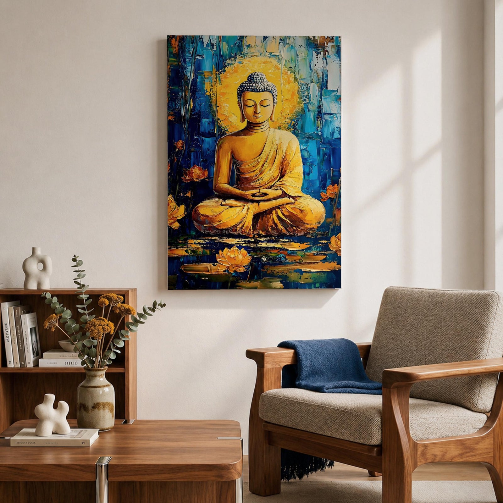 Gautama Buddha Wall Art Buddhist Religious Meditation Lotus Abstract Gift Yoga Room Home Decor