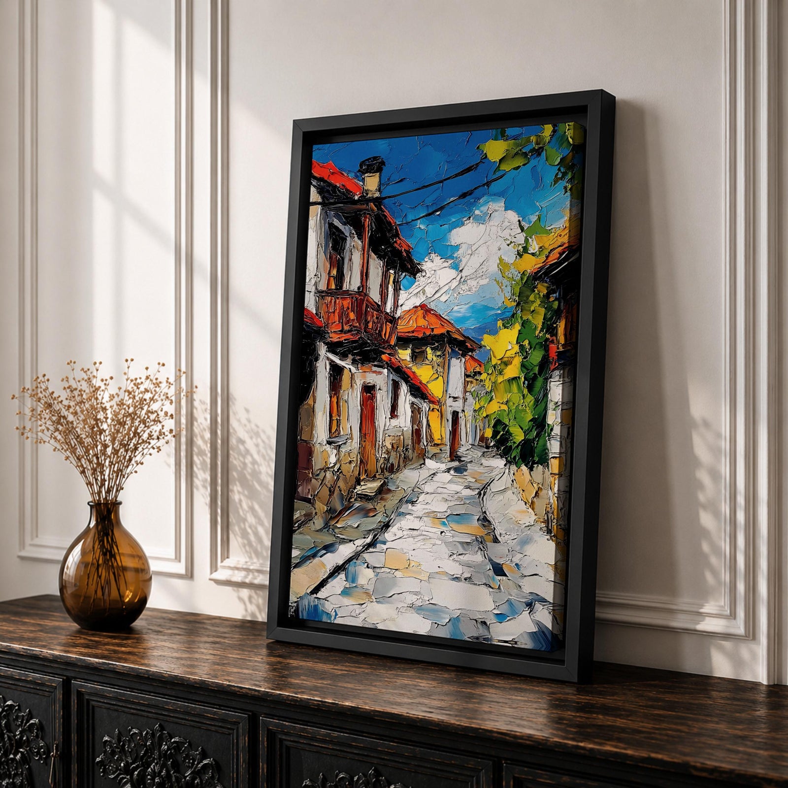 European Village Wall Art Cultural Street Historic Town Cityscape Gift Living Room Home Decor