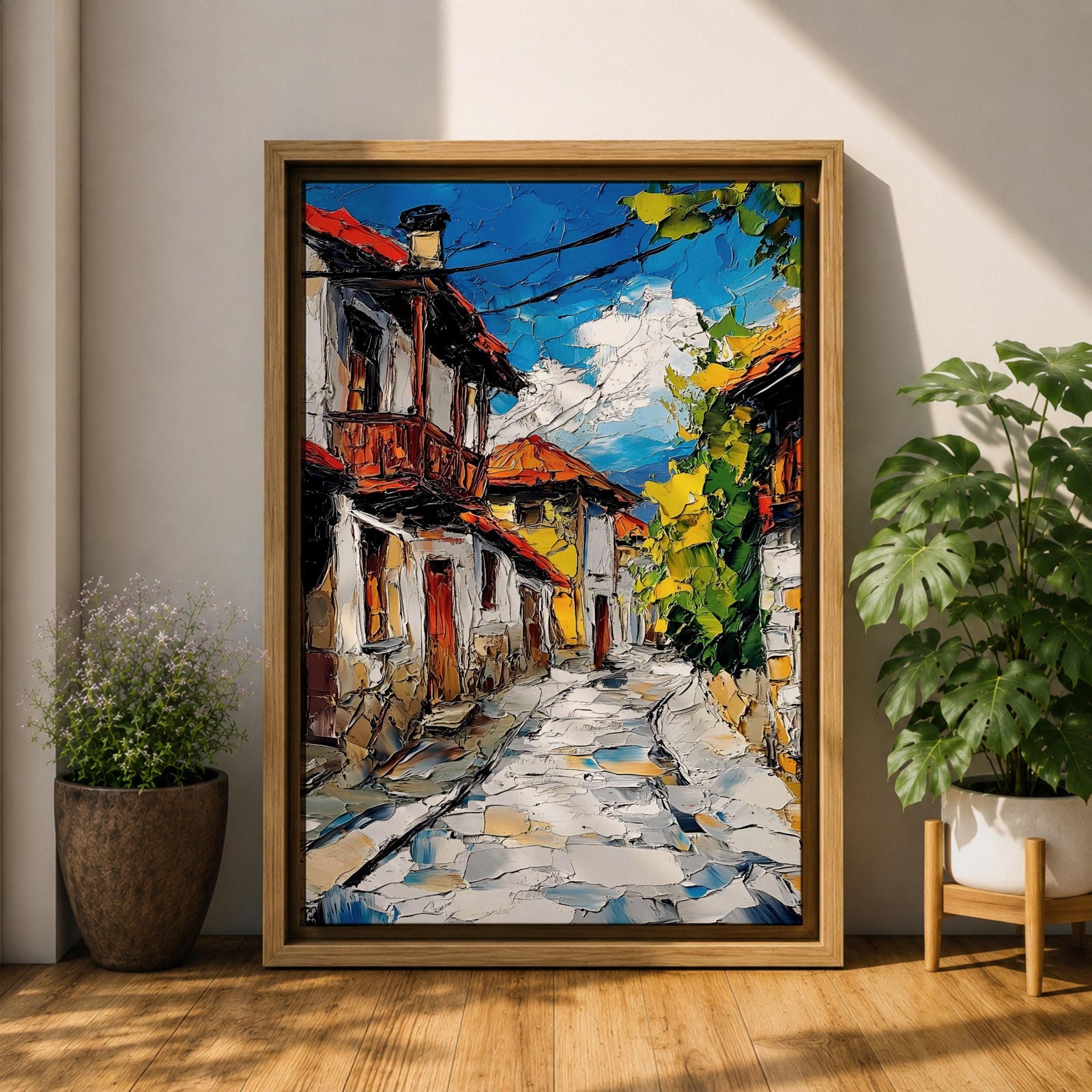 European Village Wall Art Cultural Street Historic Town Cityscape Gift Living Room Home Decor