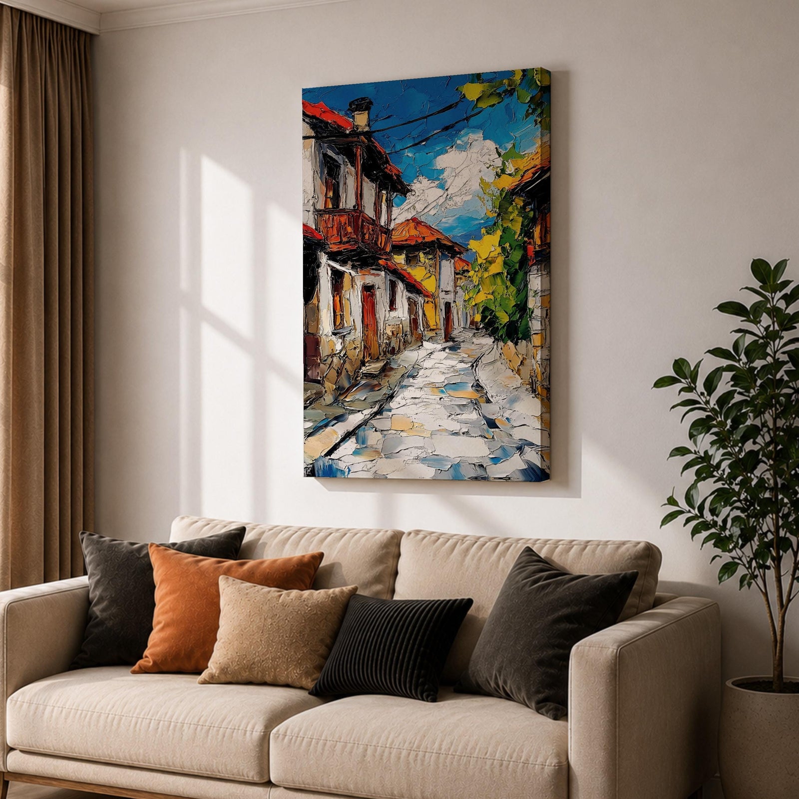 European Village Wall Art Cultural Street Historic Town Cityscape Gift Living Room Home Decor